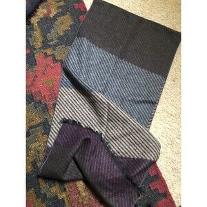 Enrico Milano 100% Silk Striped Multicolored Fringe Rectangle Scarf